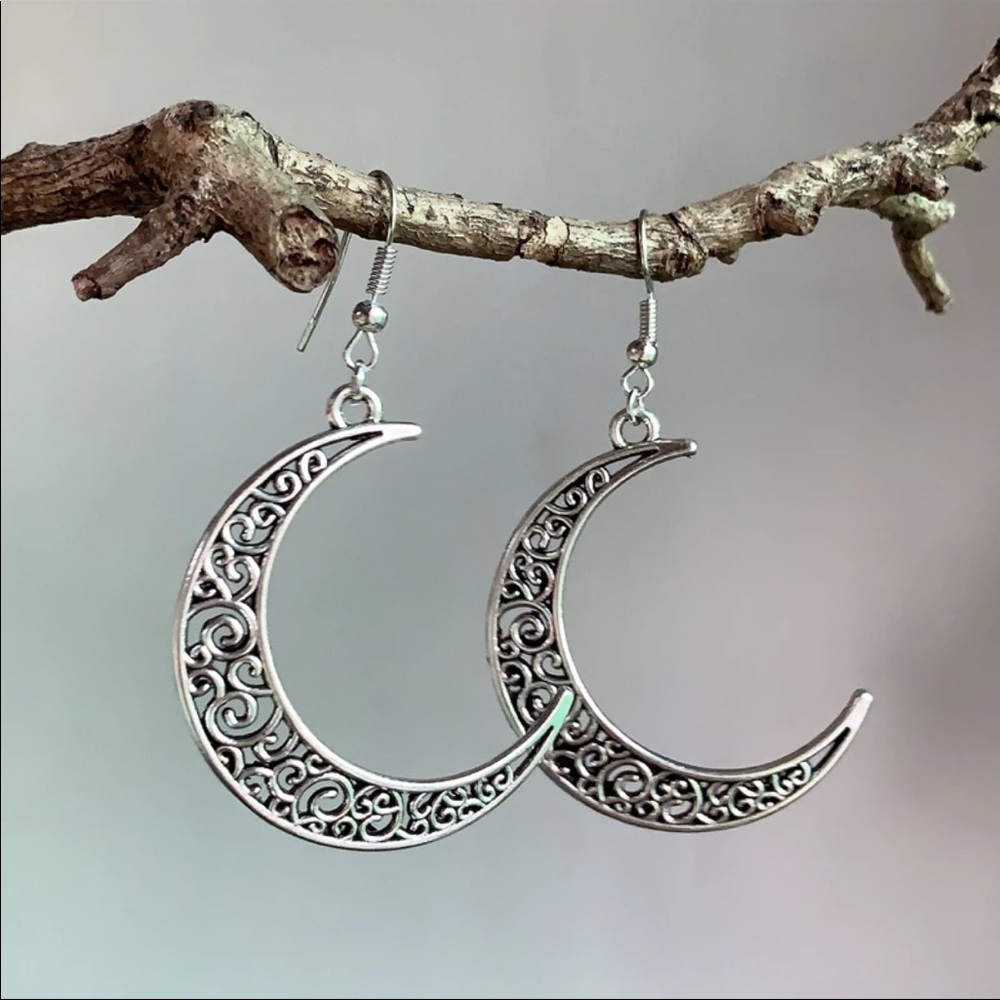 New 925 Silver Vintage Bohemian Moon Drop Earrings - Picture 4 of 6